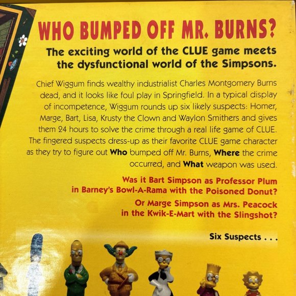 THE SIMPSONS Clue Board Game 2nd Edition 2002 Parker Brothers Vintage - Picture 8 of 10